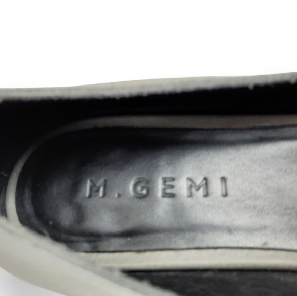 M. GEMI Italy Pointed Pebble Leather Gray Flats Slip On Loafers Flats 37 7 - Picture 11 of 14